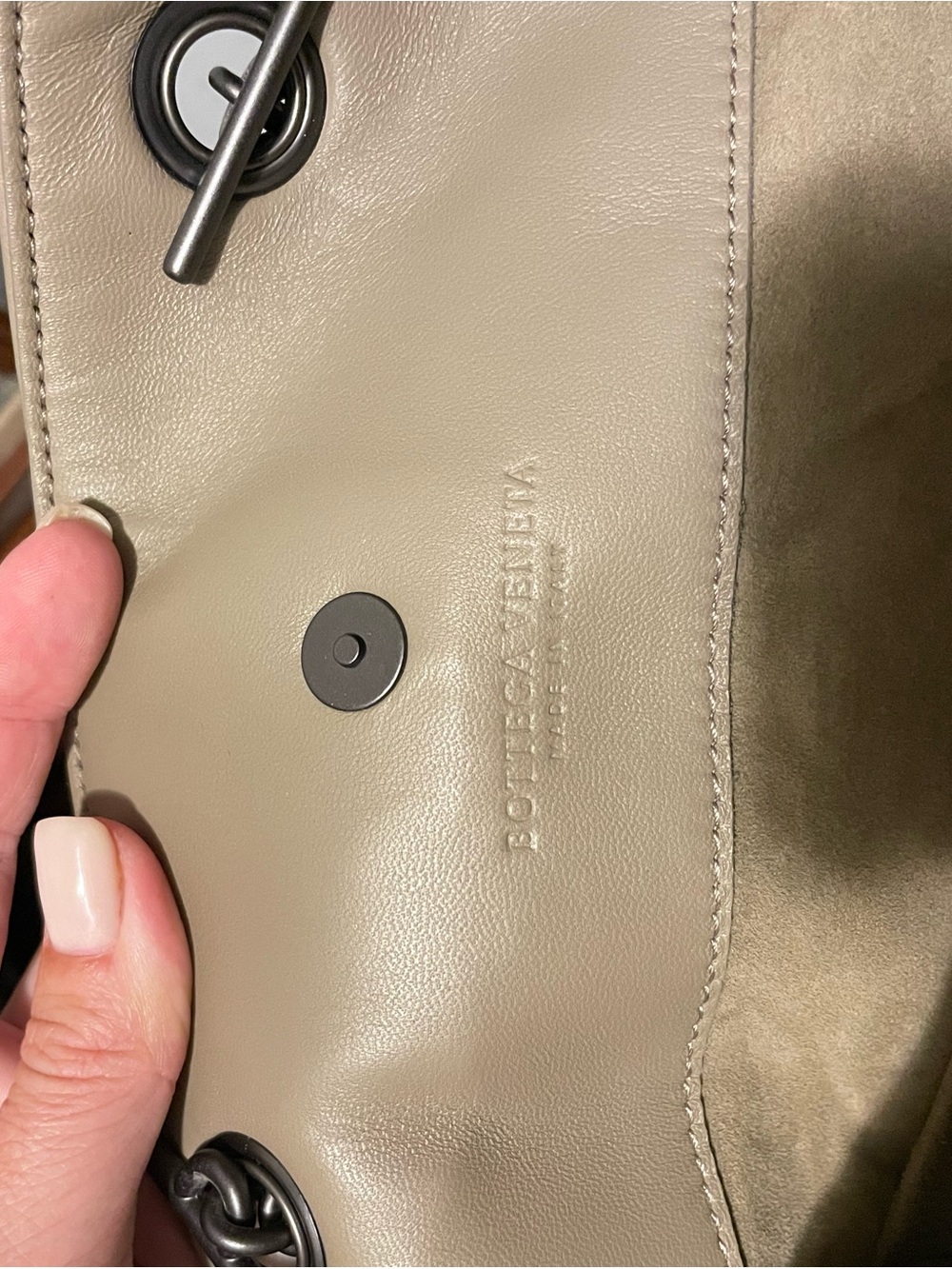 Bottega Veneta Taupe and Black Intrecciato Shoulder Tote - Picture 2 of 7